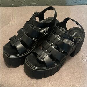 Madden Girl Black Chunky Platform Sandals
